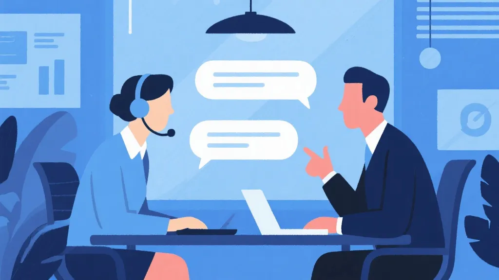 客服沟通与仲裁场景插画